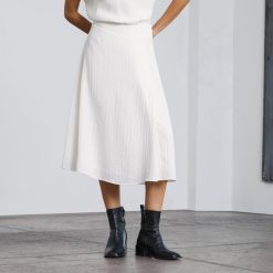 The City Stripe Midi Skirt | Bone