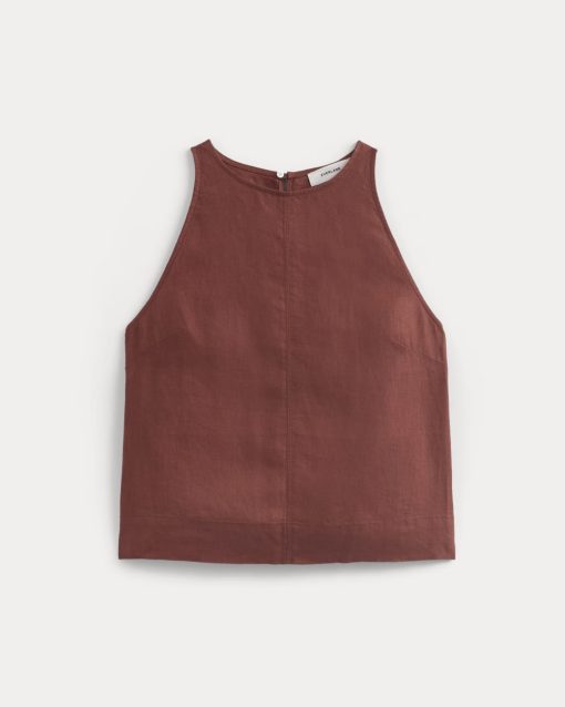 Alternative view of The Linen High-Neck Tank | Henna Red