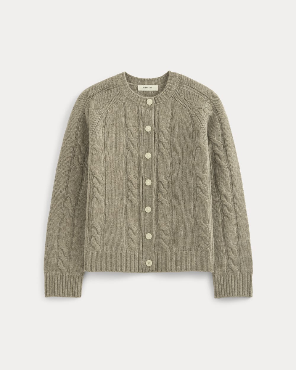 Cable Cardigan in Extrafine Luxe Merino | Heather Soft Taupe - Image 2