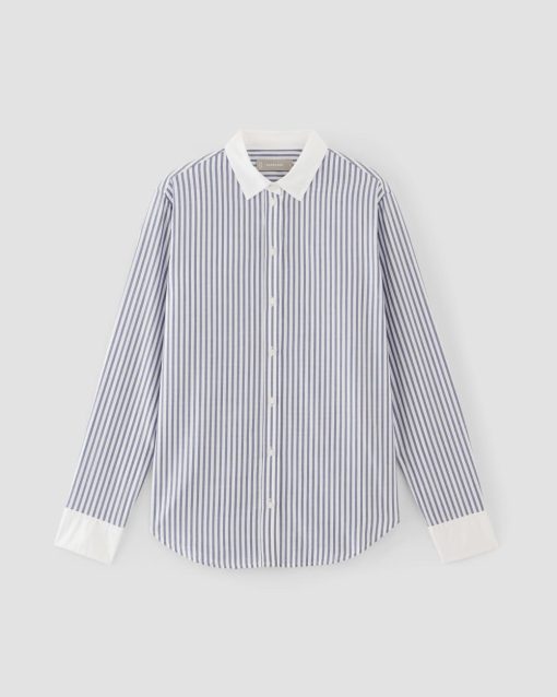 Alternative view of The Must-Have Shirt in Silky Cotton | Mariner Blue / White