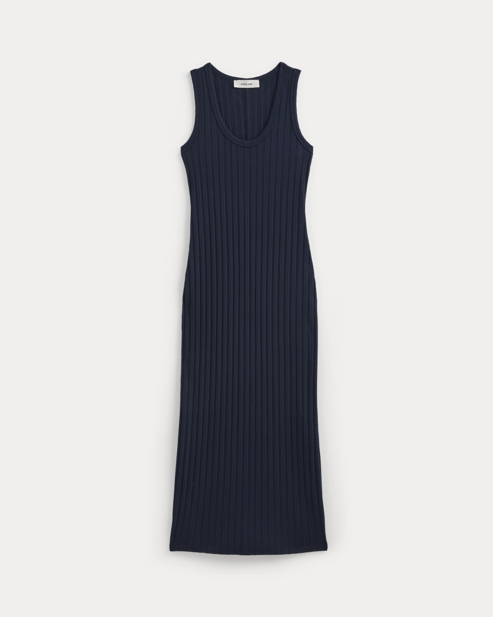 Scoop-Neck Midi Dress in Pointelle Knit | Deep Navy - Image 2