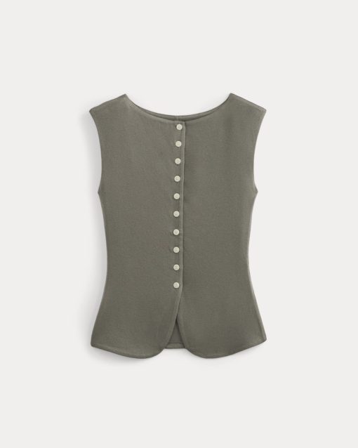 Alternative view of Sleeveless Button-Up in Butterluxe | Taupe