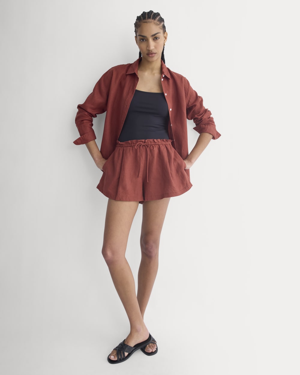 Flowy Short in Linen | Henna Red - Image 6