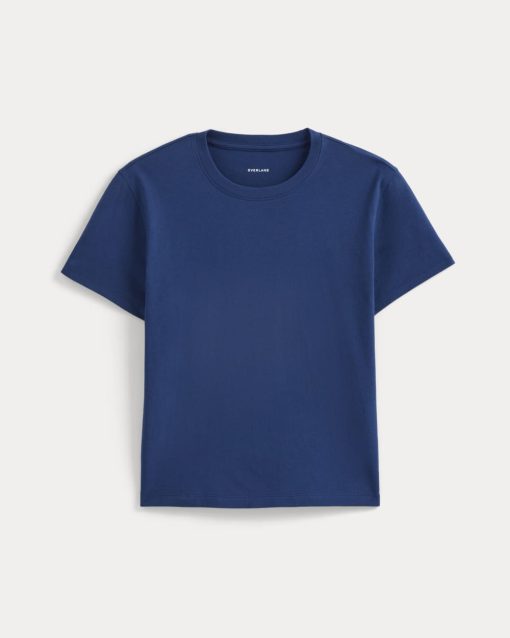 Alternative view of The Box-Cut Tee in Essential Cotton | Estate Blue | No Pocket
