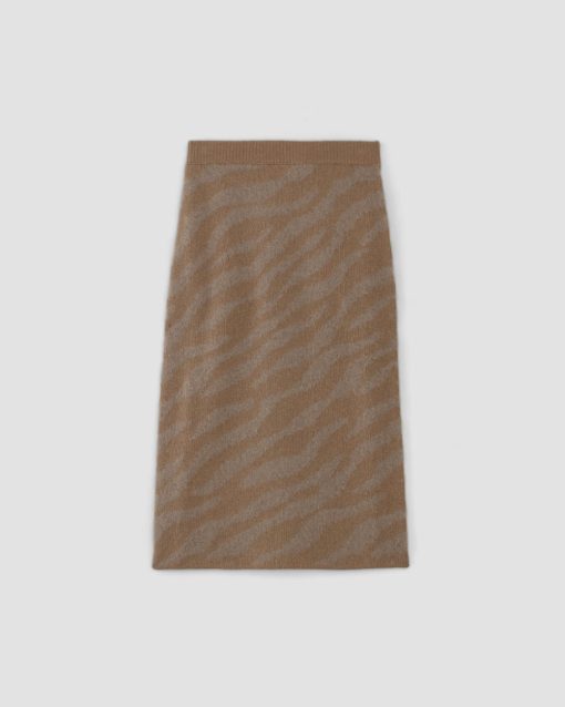 Alternative view of The Alpaca Tiger Jacquard Skirt | Camel / Medium Brown