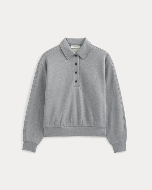 Alternative view of Lightweight Terry Polo Sweatshirt | Vintage Heather Grey