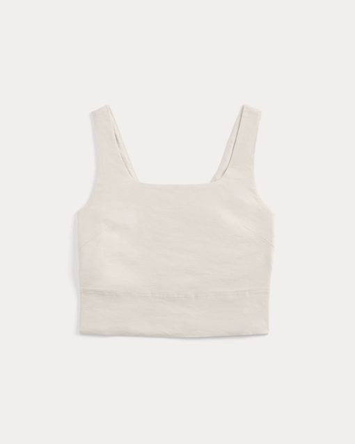 Alternative view of Square Tank in Stretch Linen | Birch