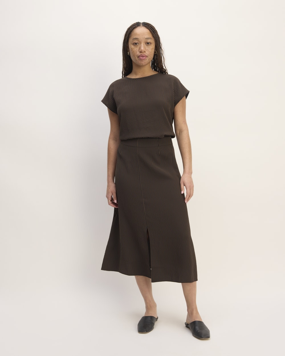 The Mini Jacquard Stripe Top | Cocoa / Black - Image 3