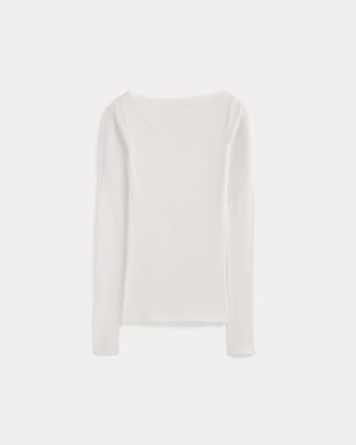 Alternative view of Tissue Boatneck Top | Bone
