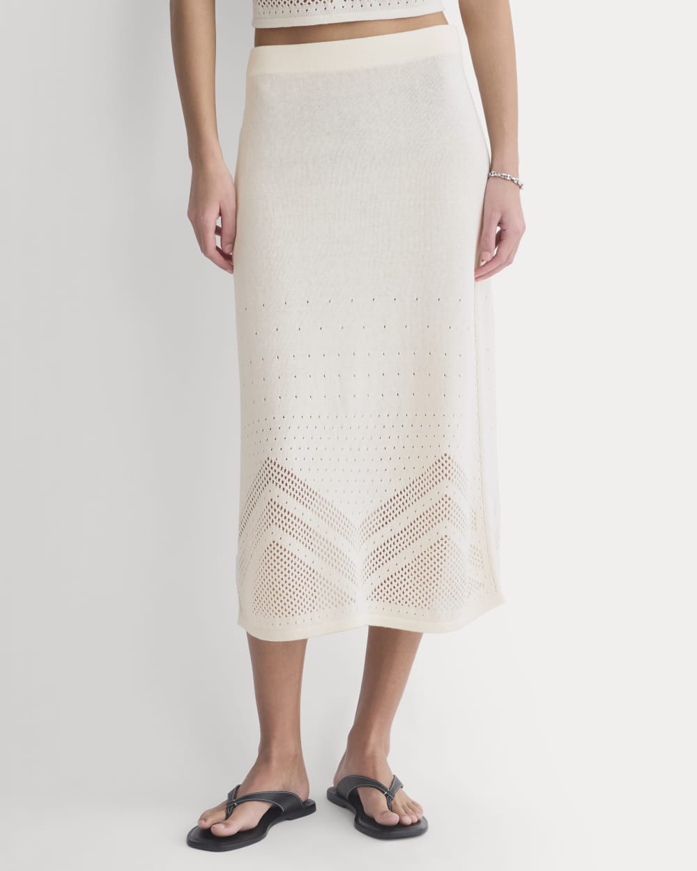 Lace-Knit Maxi Skirt | Bone - Image 3