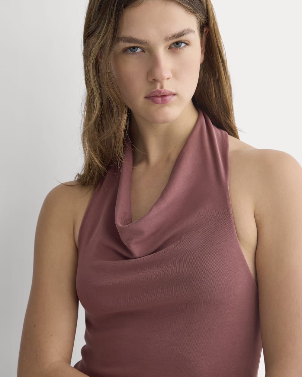 Cowlneck Halter Dress in Butterknit | Washed Henna - Image 3