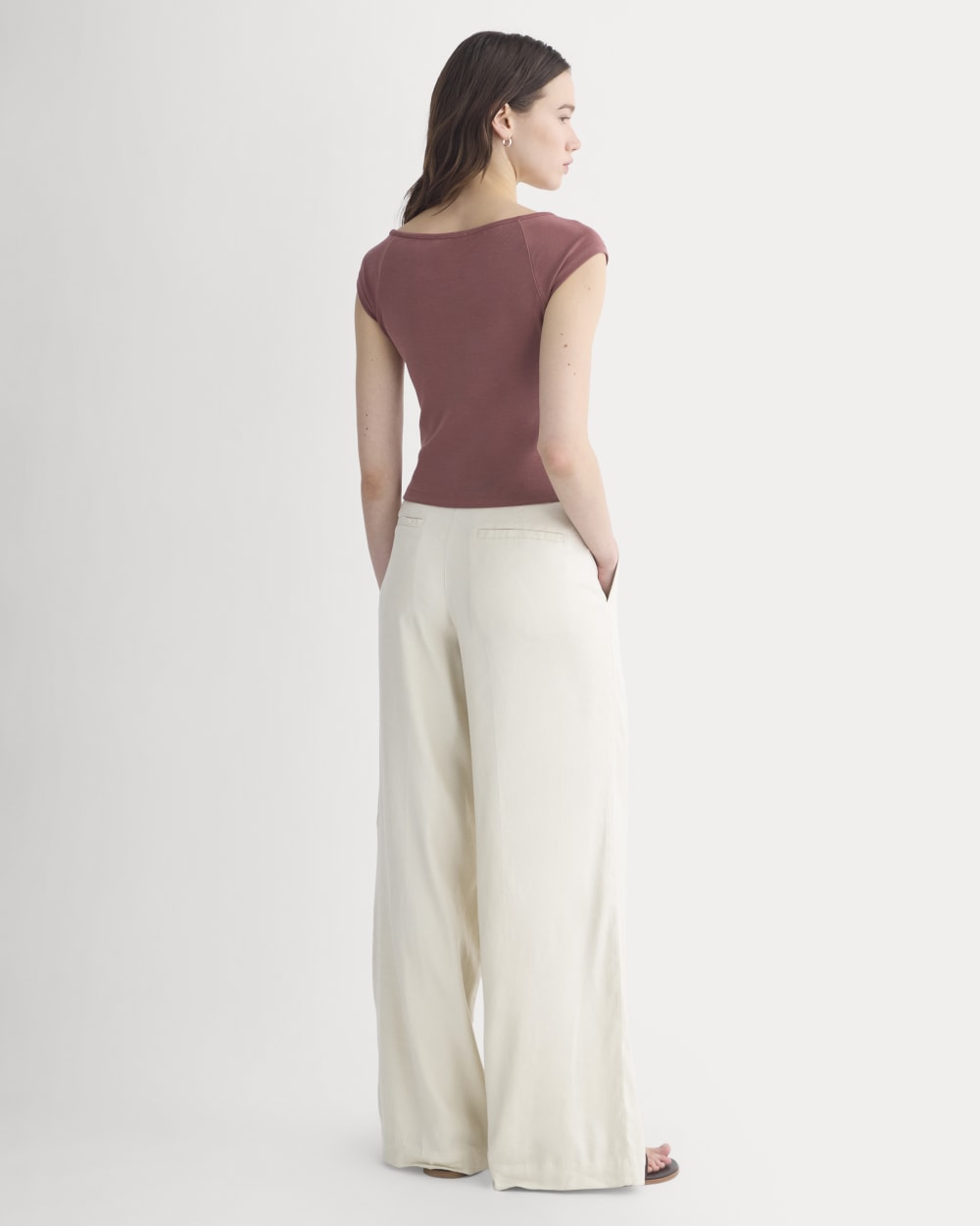 Boatneck Cap-Sleeve Top in Butterknit | Henna Red - Image 5