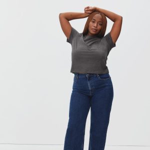 Alternative view of The Organic Cotton Box-Cut Pocket Tee | Charcoal | No Pocket