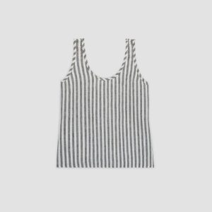Alternative view of The Scoop Tank in Linen | Bone/Navy