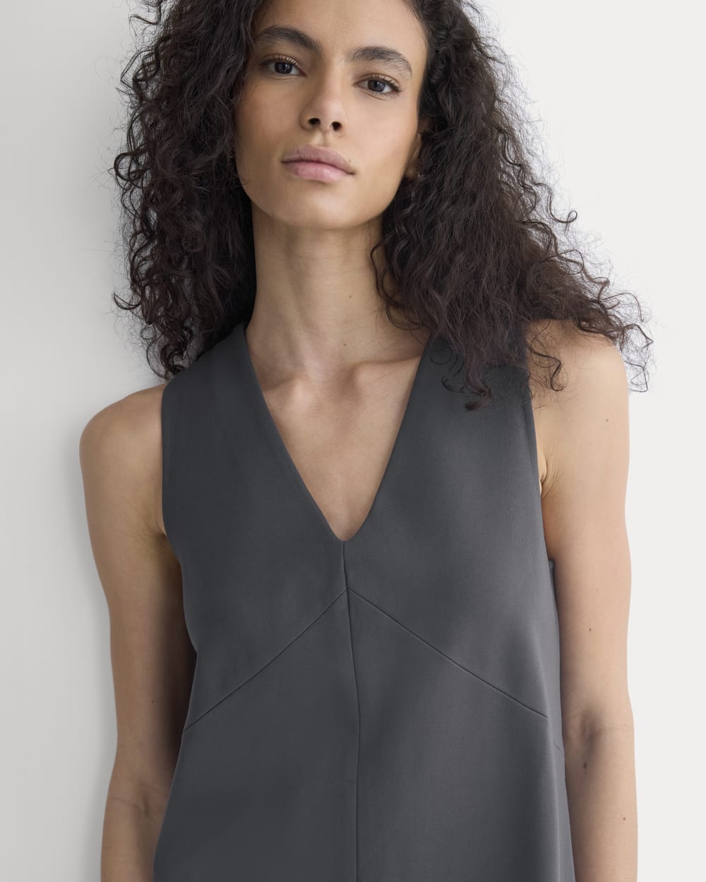 Ponte V-Neck Mini Dress | Graphite - Image 4