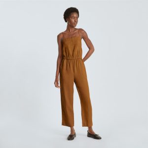 Alternative view of The Linen Shoestring Jumpsuit | Tawny Brown