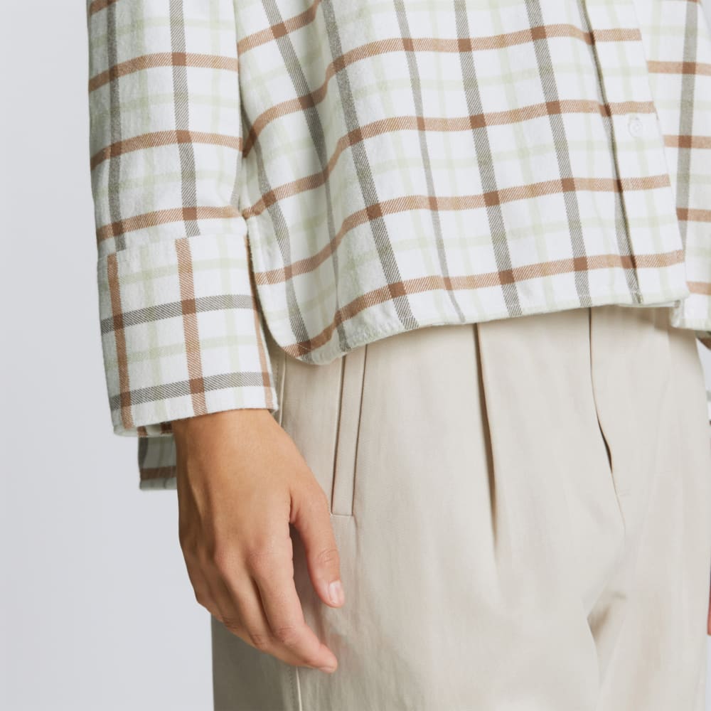 The Boxy Flannel | Seafoam / Tobacco Brown Plaid - Image 5