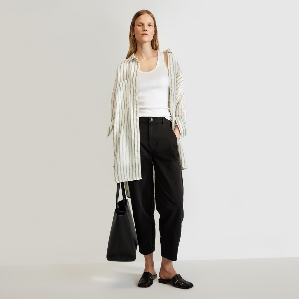 The Way-Long Linen Shirt | Black / Canvas Tan - Image 6