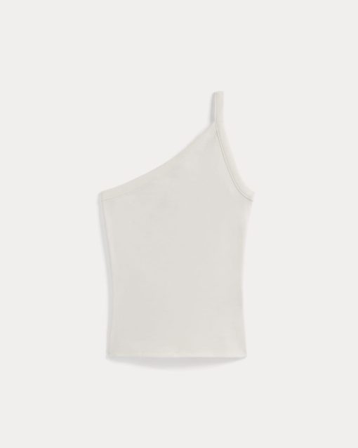 Alternative view of RetroSoft Cotton One-Shoulder Tank | Bone