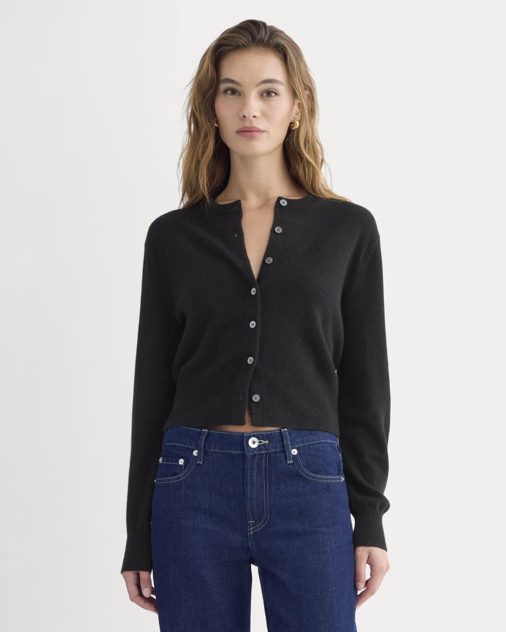 Cashmere Cropped Cardigan | Black - Image 4