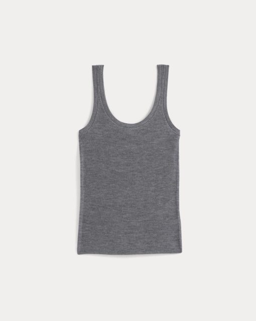 Alternative view of The Light Ribbed Cami in Ultrasoft Merino | Heather Mid Grey