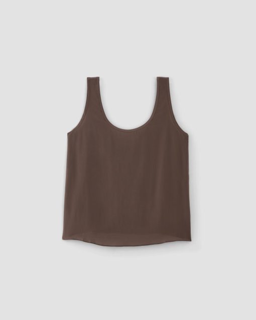 Alternative view of The Scoop Tank in Washable Silk | Cocoa