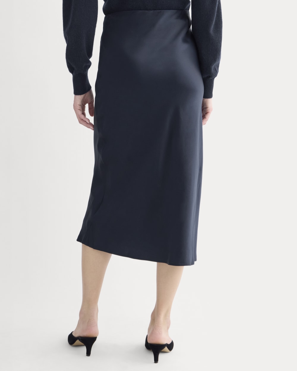 Slip Skirt in Silk Charmeuse | Navy - Image 5