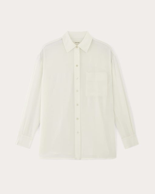 Alternative view of The Boyfriend Shirt in Washable Silk | Off-White