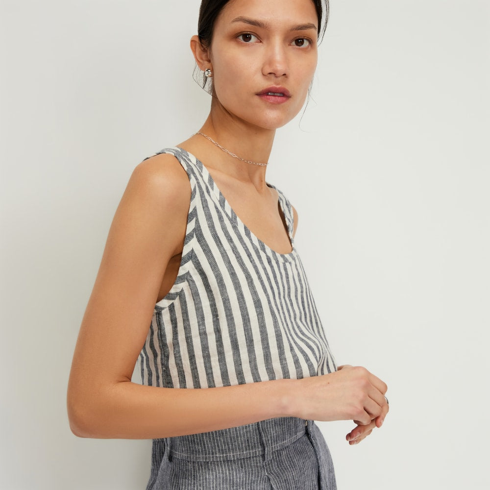 The Scoop Tank in Linen | Bone/Navy - Image 4