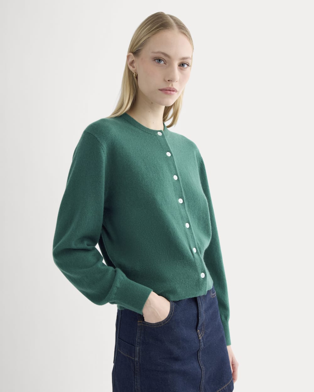 Cashmere Cropped Cardigan | Hunter Green - Image 4