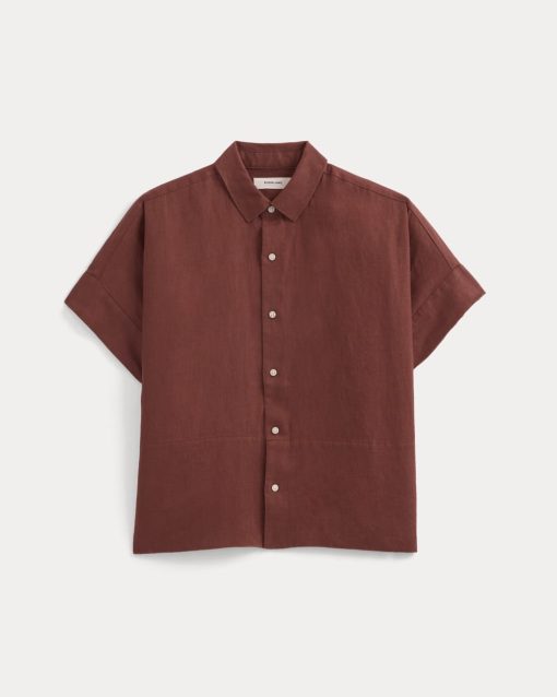 Alternative view of The Boxy Shirt in Linen | Henna Red