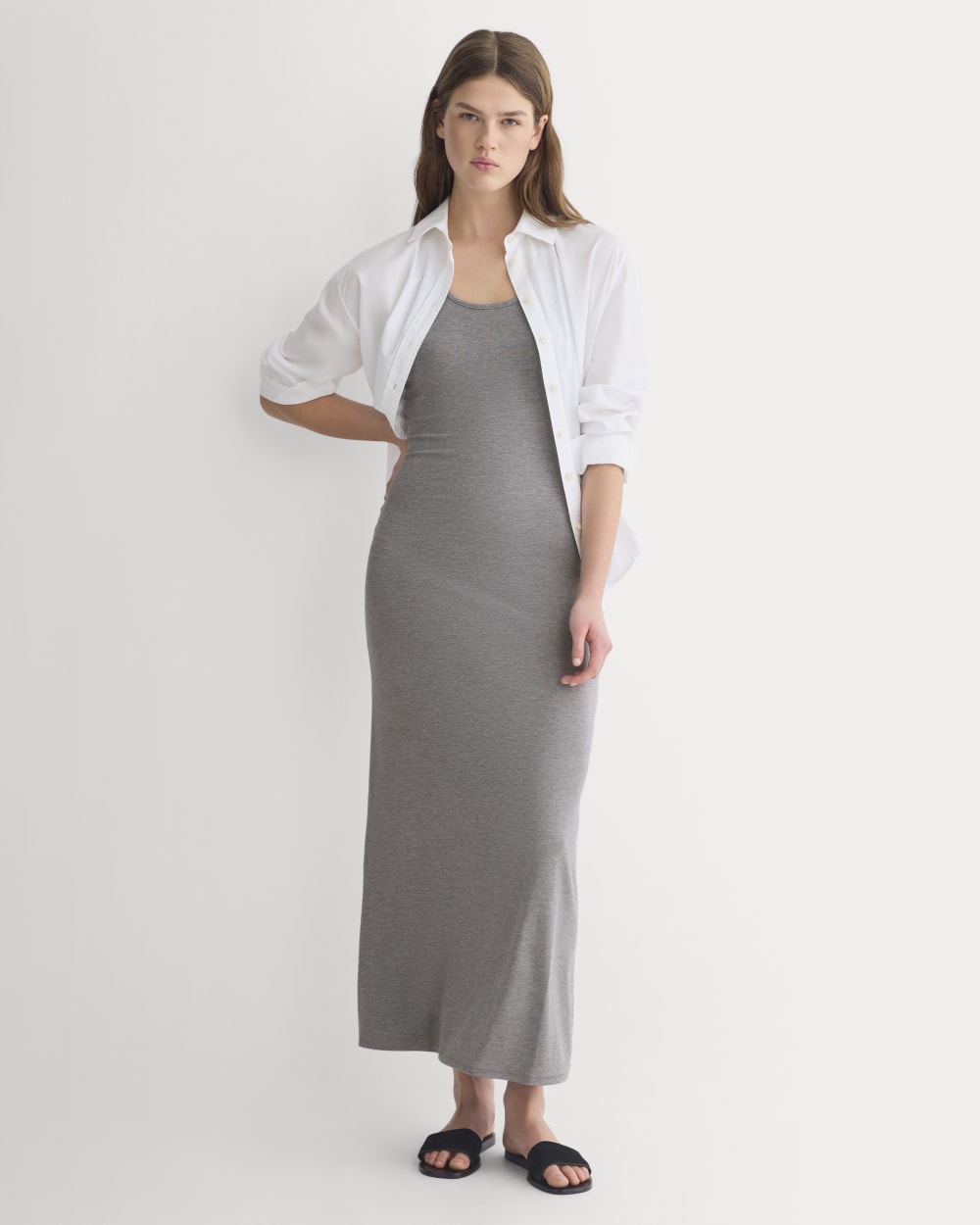 Racerback Maxi Knit Dress | Mid Heather Grey - Image 3