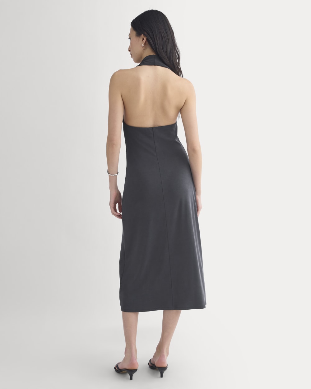 Cowlneck Halter Dress in Butterknit | Black - Image 4