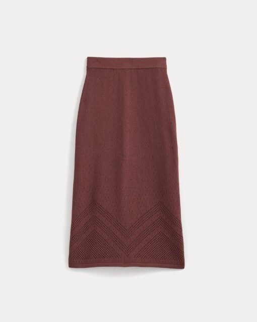 Alternative view of Lace-Knit Maxi Skirt | Henna Red