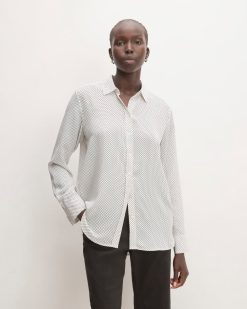 The Must-Have Shirt in Washable Silk | Bone / Black Polka Dot