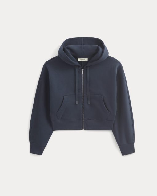 Alternative view of Luxe Fleece Full-Zip Cropped Hoodie | Navy