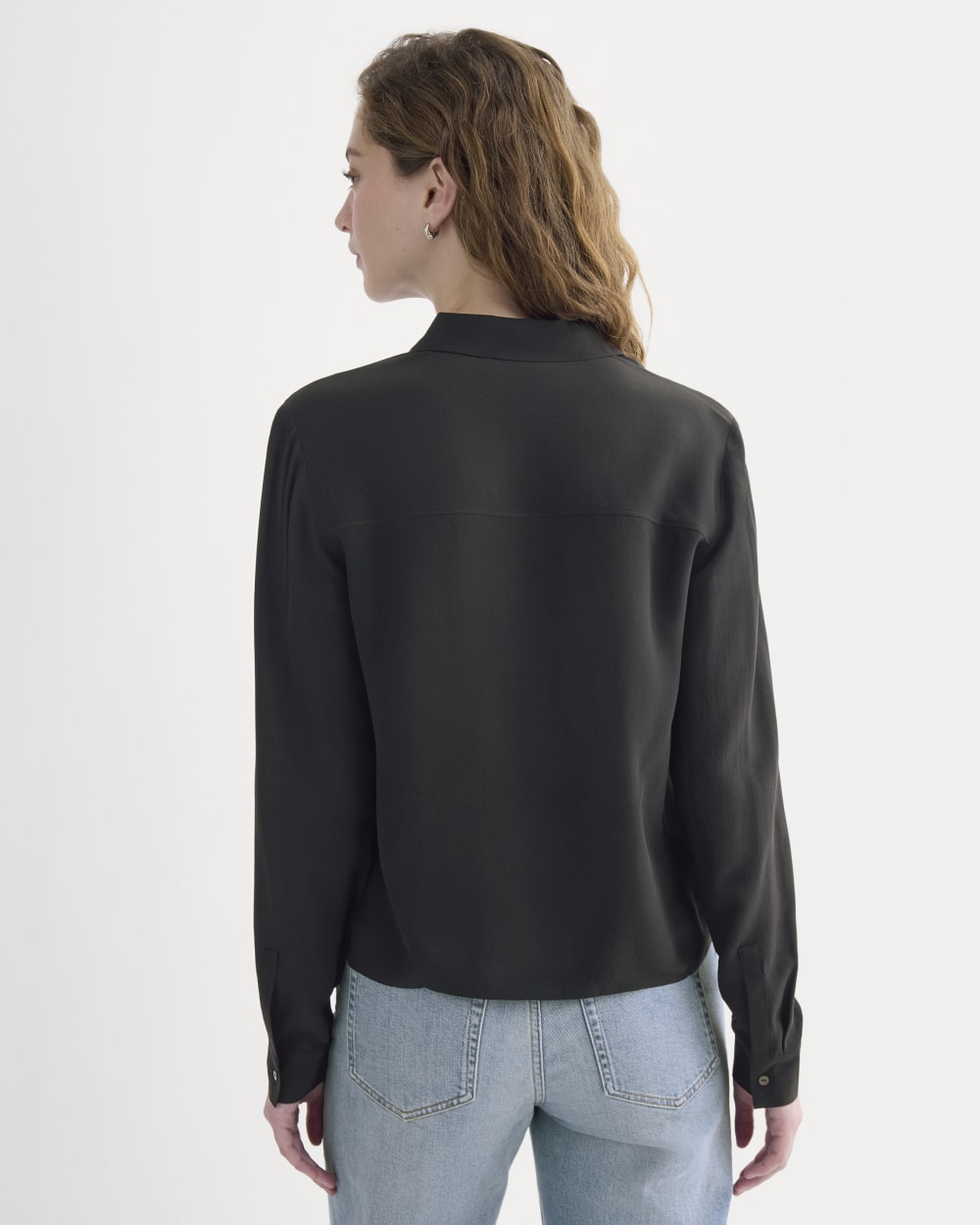Shrunken Top in Washable Silk | Black - Image 5