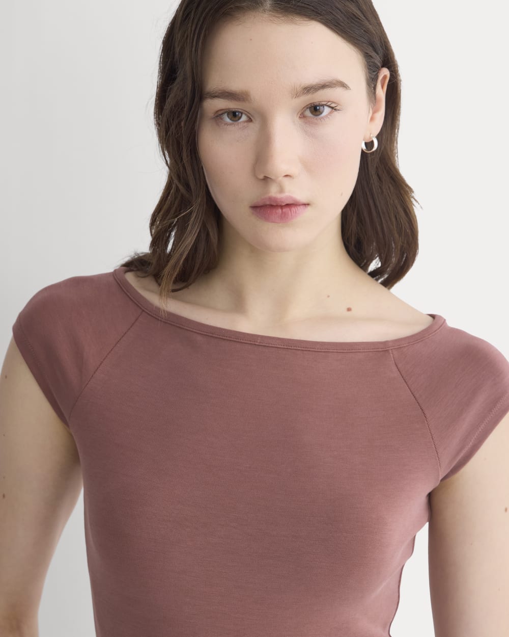Boatneck Cap-Sleeve Top in Butterknit | Henna Red - Image 4
