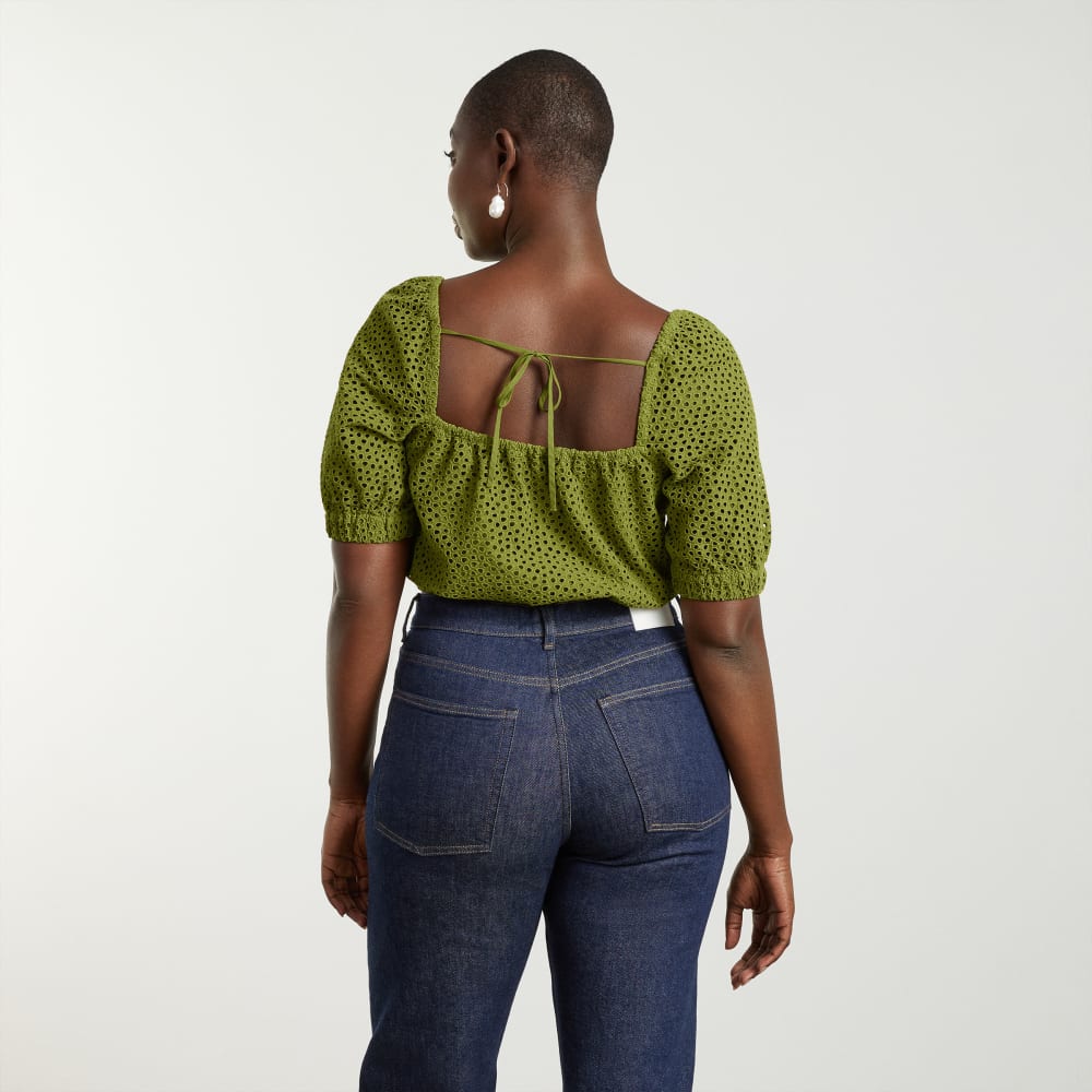 The Eyelet Puff Sleeve Top | Moss - Image 8