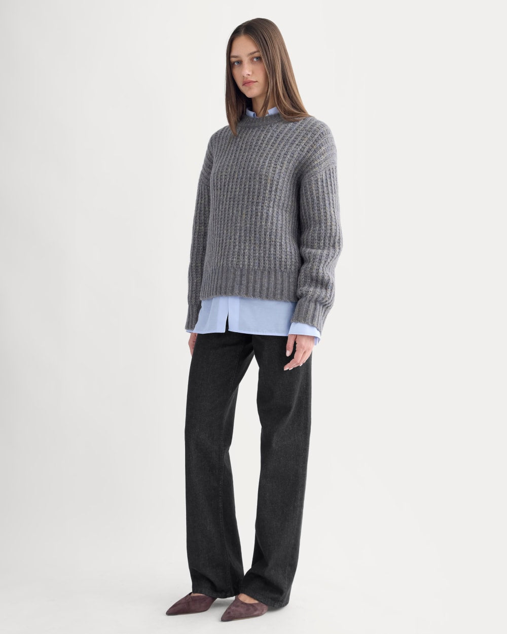 Waffle Sweater in Cloud | Blue Multi Twist - Image 4