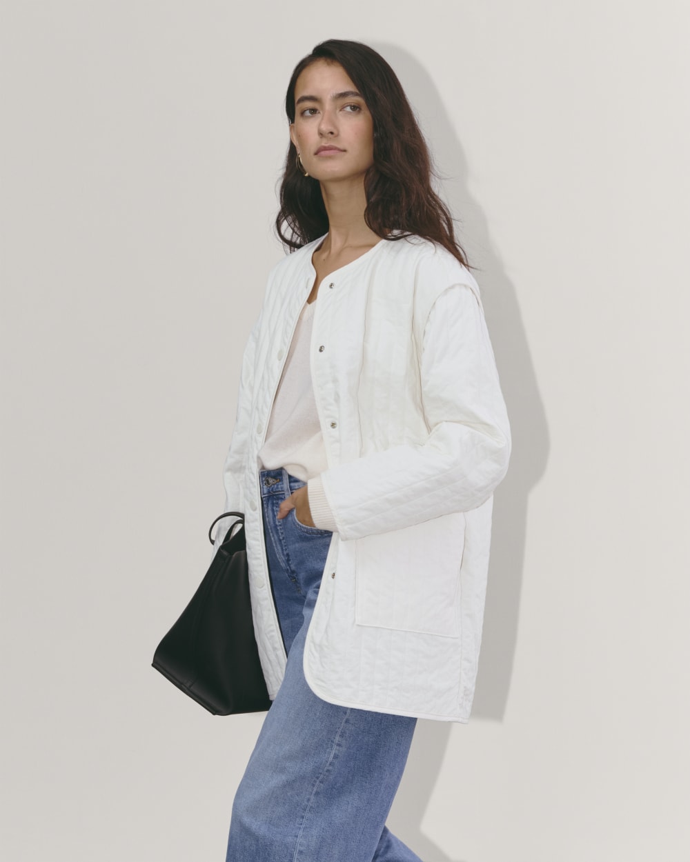 The Midi Quilted Liner | Bone - Image 3