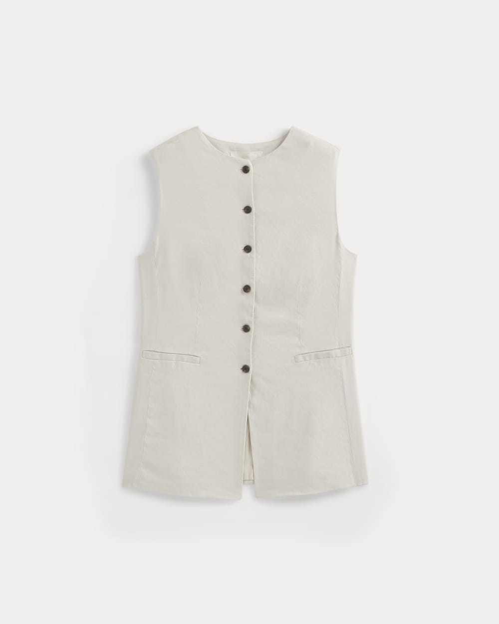 Long Vest in Stretch Linen | Birch - Image 2