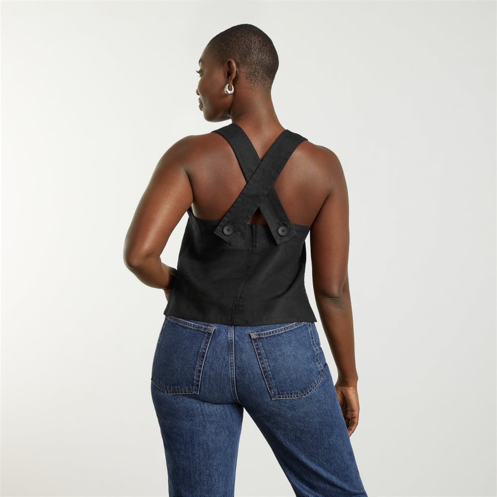 The Apron Linen Tank | Black - Image 3