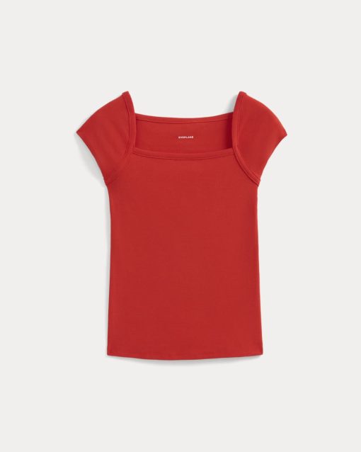 Alternative view of RetroSoft Cotton Square-Neck Tee | Fiery Red