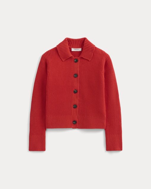 Alternative view of Shrunken Cardigan in Everyday Cotton | Fiery Red