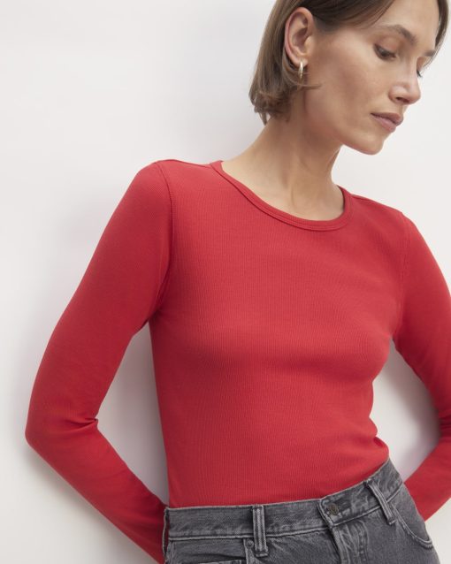 Alternative view of The Luxe Rib Long-Sleeve Crew | Haute Red