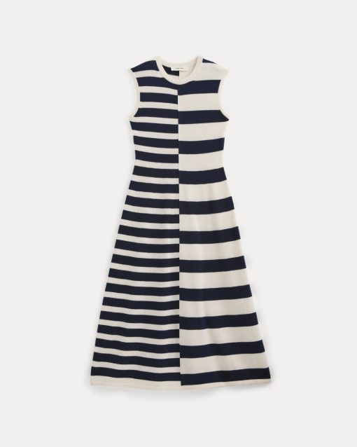 Alternative view of Striped Sweater Midi Dress | Bone/True Navy Duo Stripe