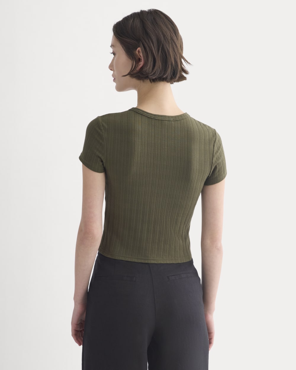 Cropped Crew in Pointelle | Olive Night - Image 5