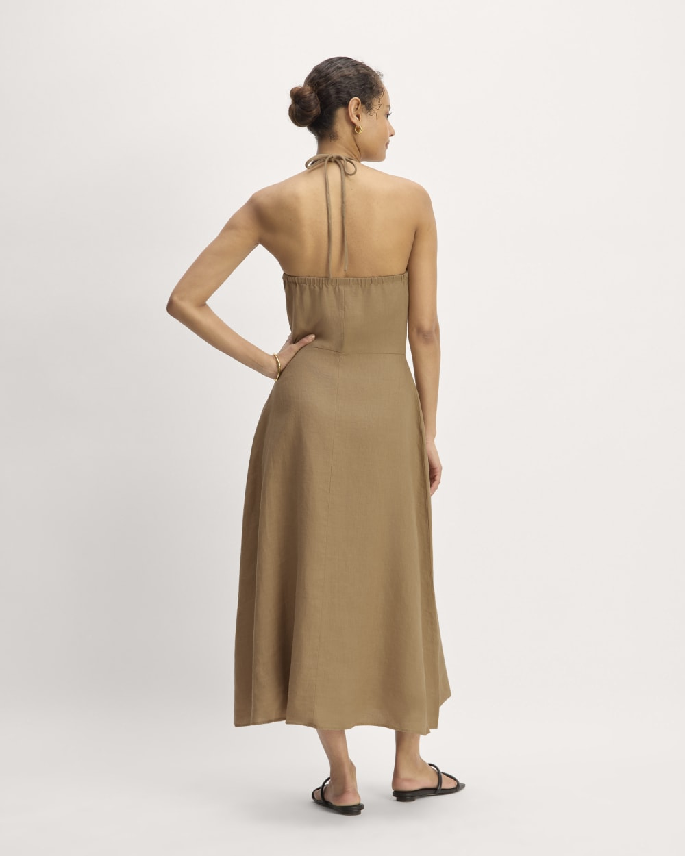 The Linen Halter-Neck Dress | Tiger's Eye - Image 6