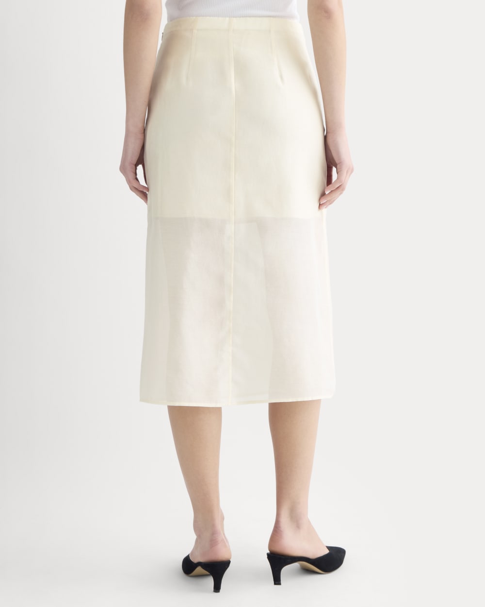 Midi Skirt in Cotton-Silk Organza | Parchment - Image 5